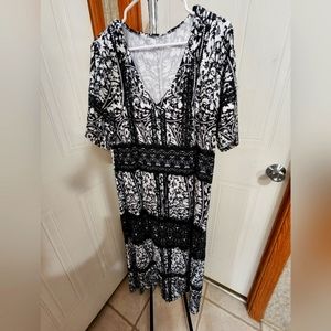Plus size black and white floral dress